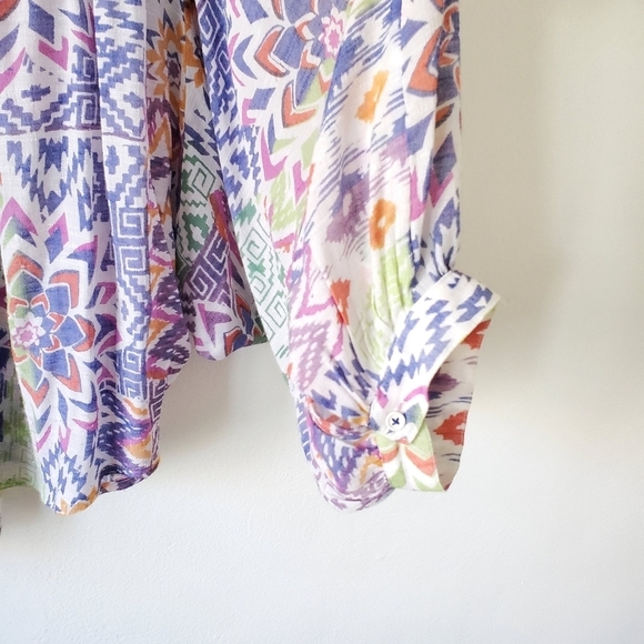 Anthropologie Maeve Bryanna Aztec Tribal Boho Shirt Top Size Large - Picture 13 of 16